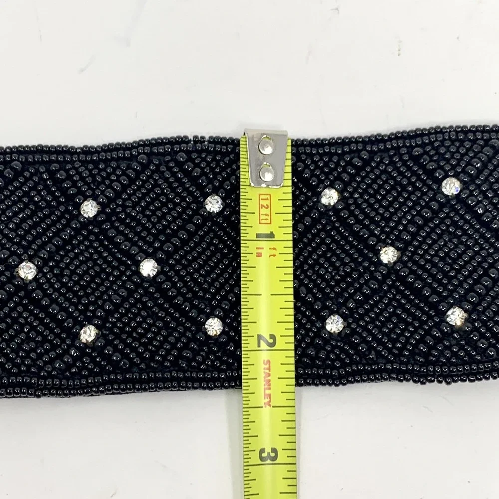 Vtg Beaded Rhinestone SM Sash Belt Seed Bead Silk Formal Magid 80s 90s Fancy